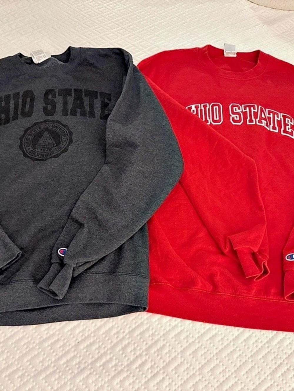Champion Ohio State University Buckeyes Crewneck Sweatshirt Bundle Red & Gray